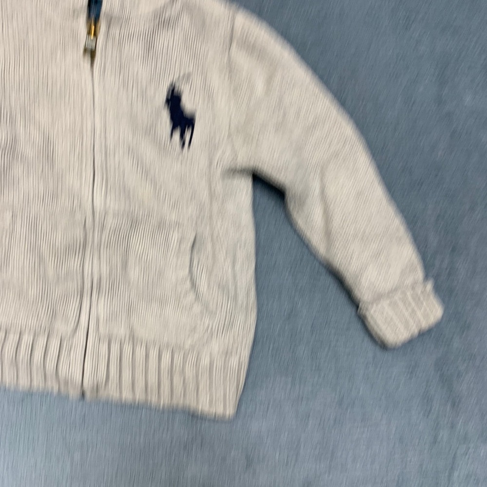 Polo Ralph Lauren Sweater Boys 24M Gray Embroidered Pony Logo Hooded Full Zip - Picture 5 of 14